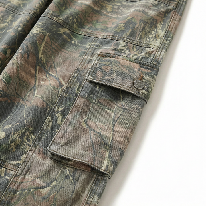 Women’s Patchwork Drawstring Denim Pants – Casual Wide Leg Utility Trousers