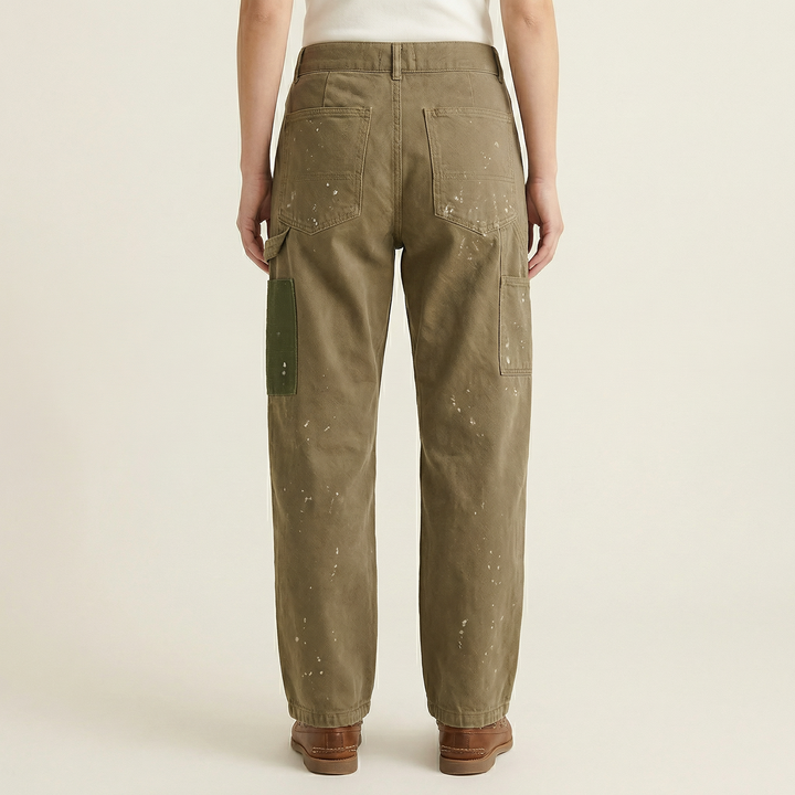 Women’s Patchwork Drawstring Pants – Casual Wide Leg Utility Trousers