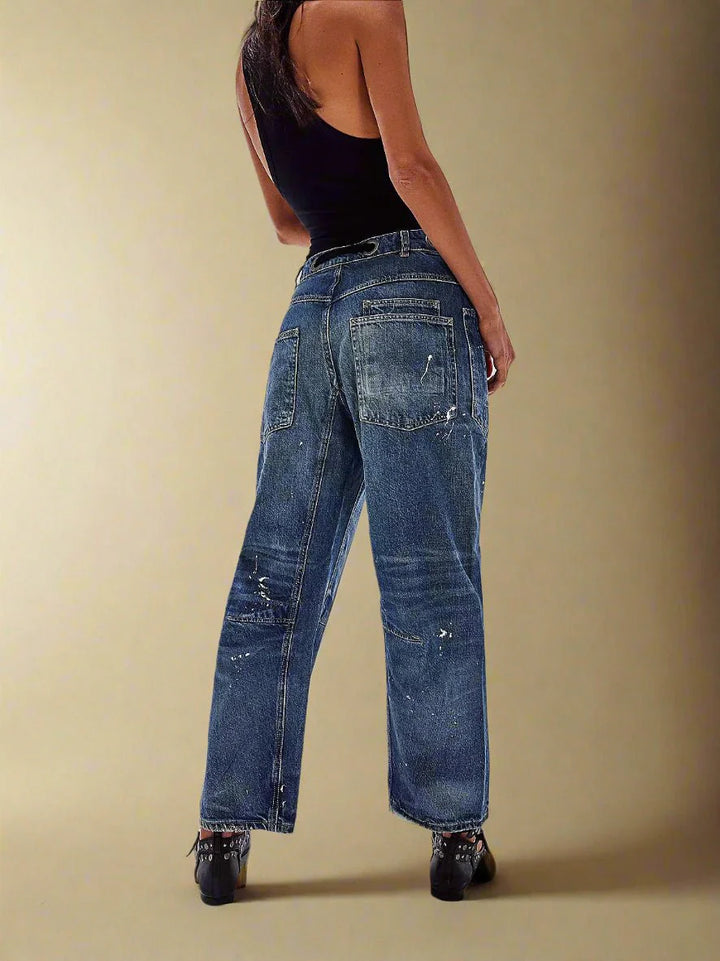 Women’s Patchwork Drawstring Pants – Casual Wide Leg Utility Trousers