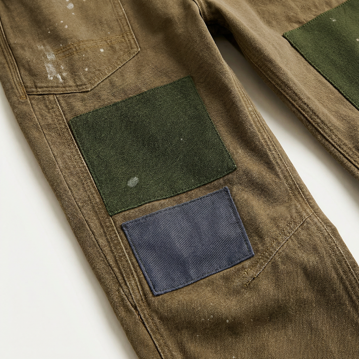 Women’s Patchwork Drawstring Pants – Casual Wide Leg Utility Trousers