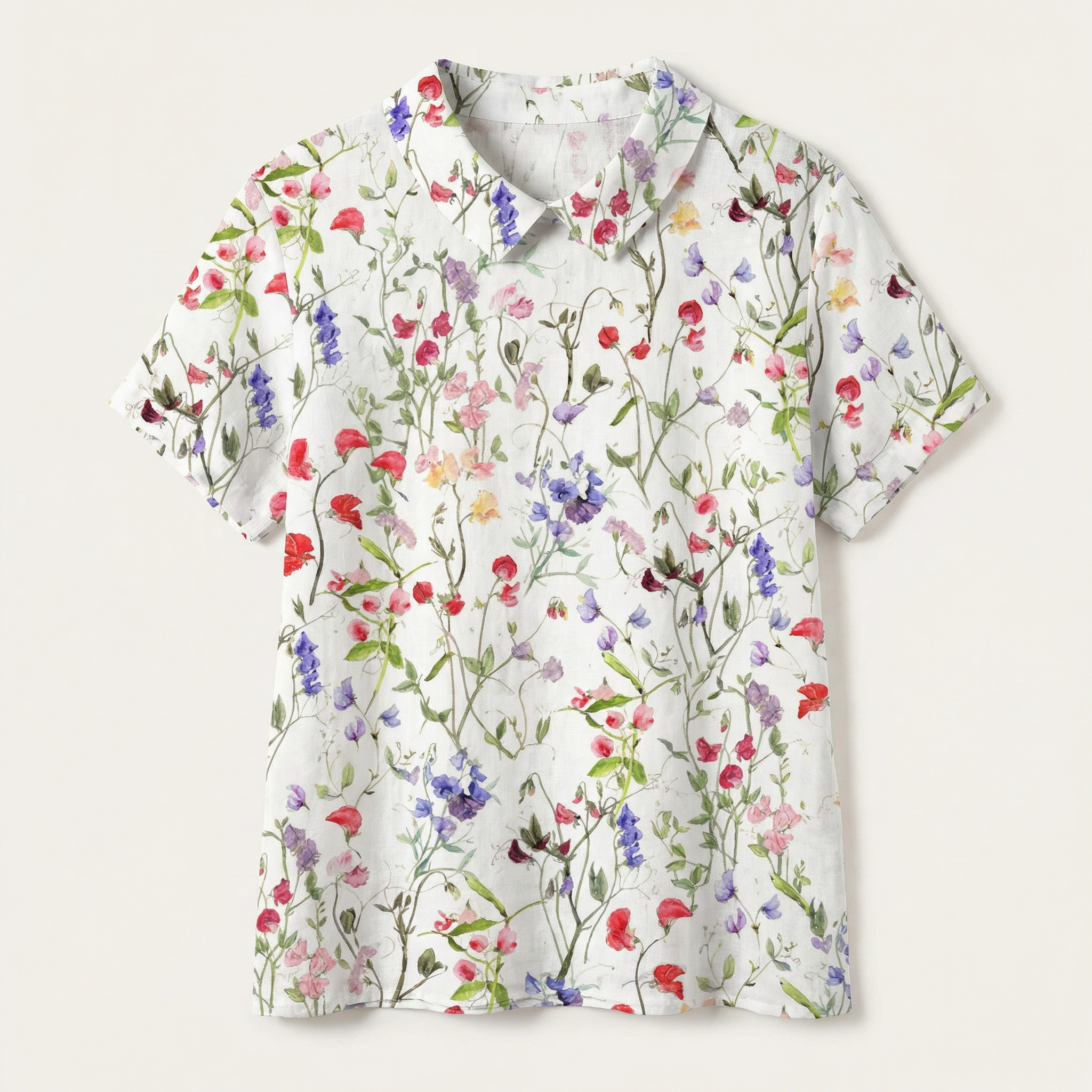 Women’s Short-Sleeve Shirt – Collared Embroidered Design