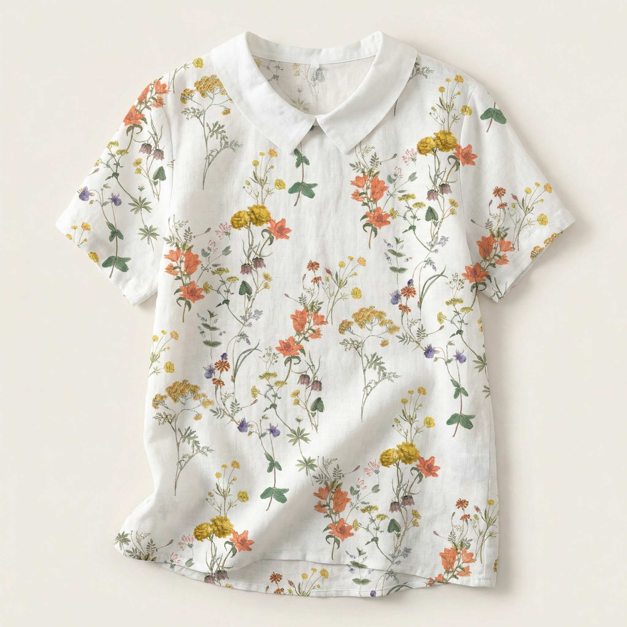 Women’s Short-Sleeve Shirt – Collared Embroidered Design