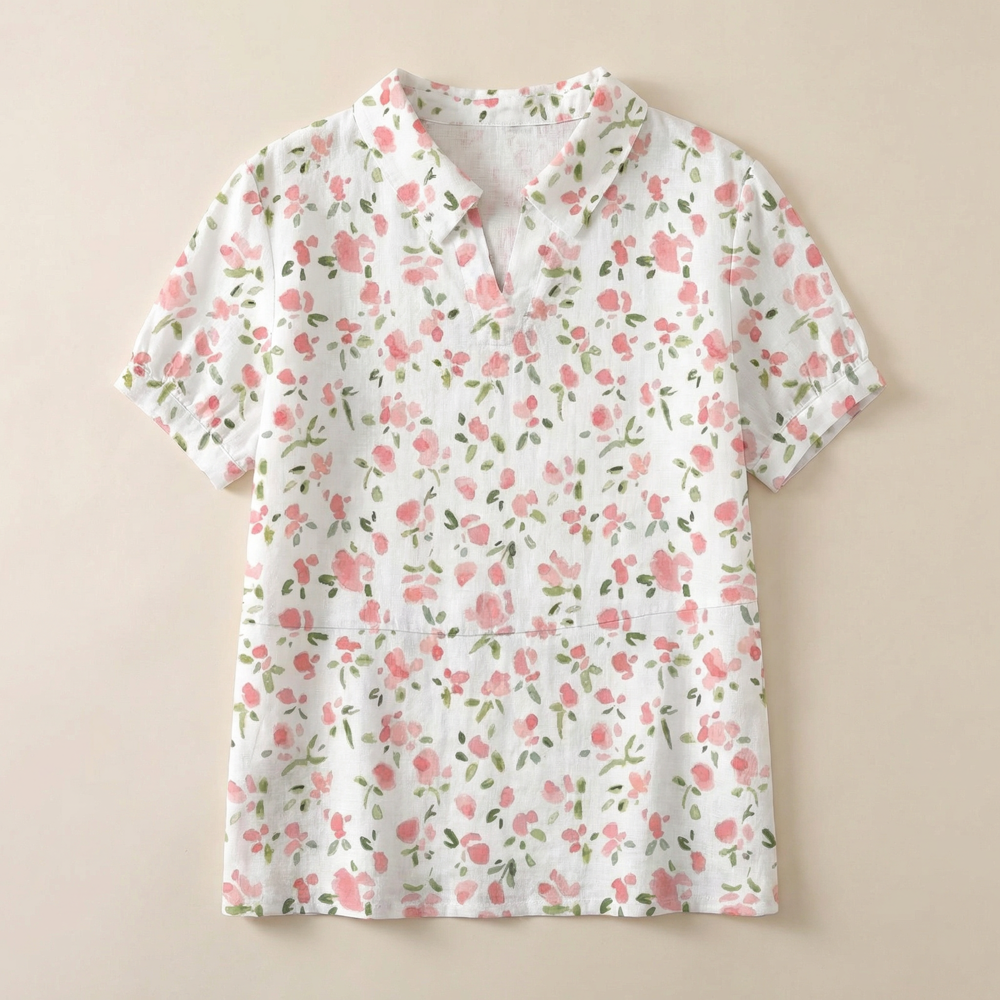 Women’s Short-Sleeve Shirt – Collared Embroidered Design