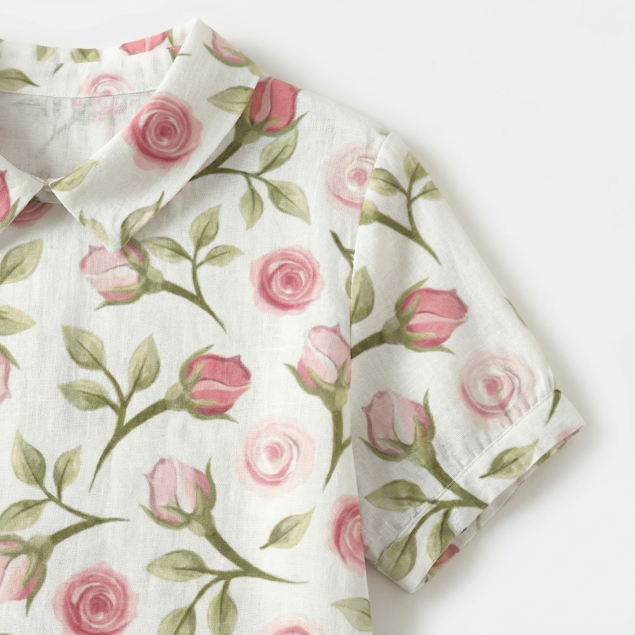 Women’s Short Sleeve Printed Shirt – Button Front