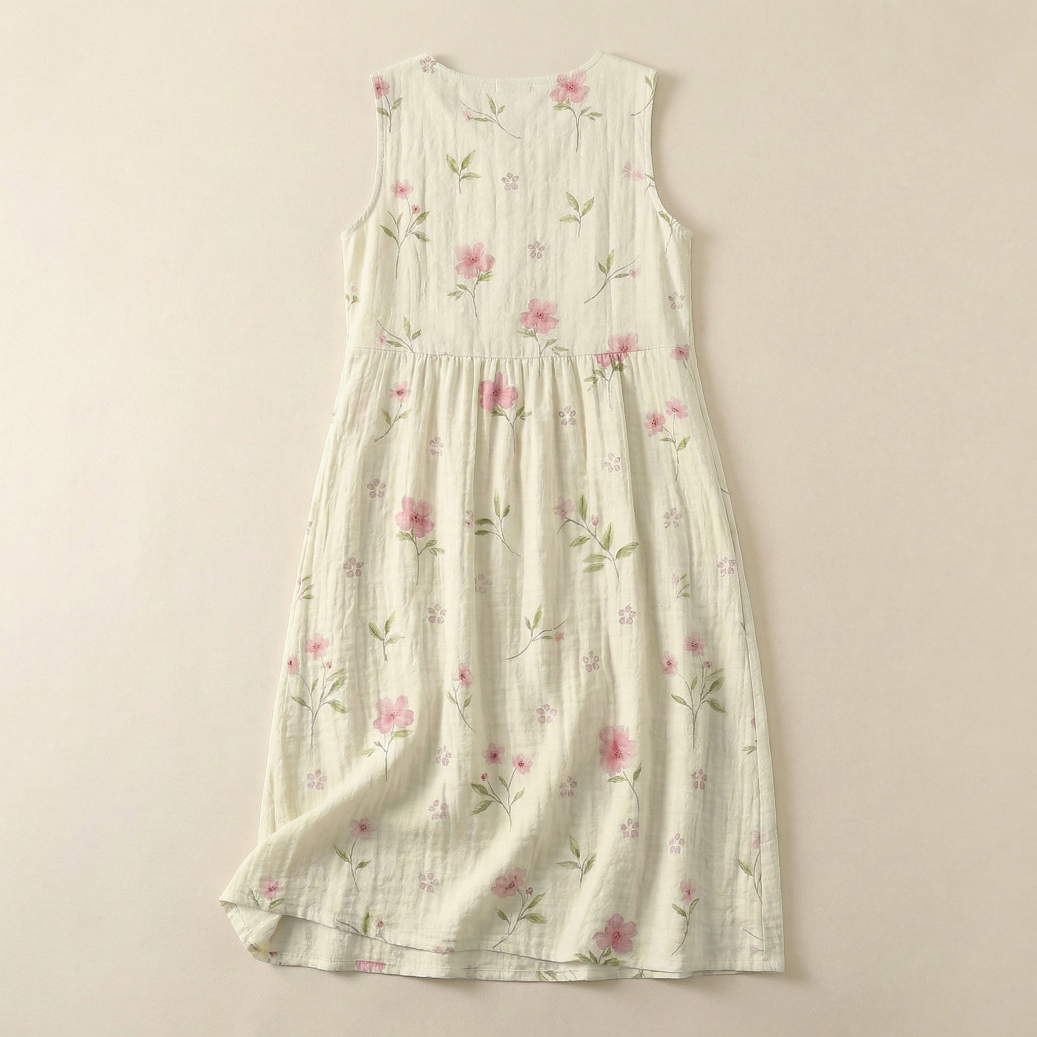 Women’s Sleeveless Printed Midi Dress – Floral Pattern