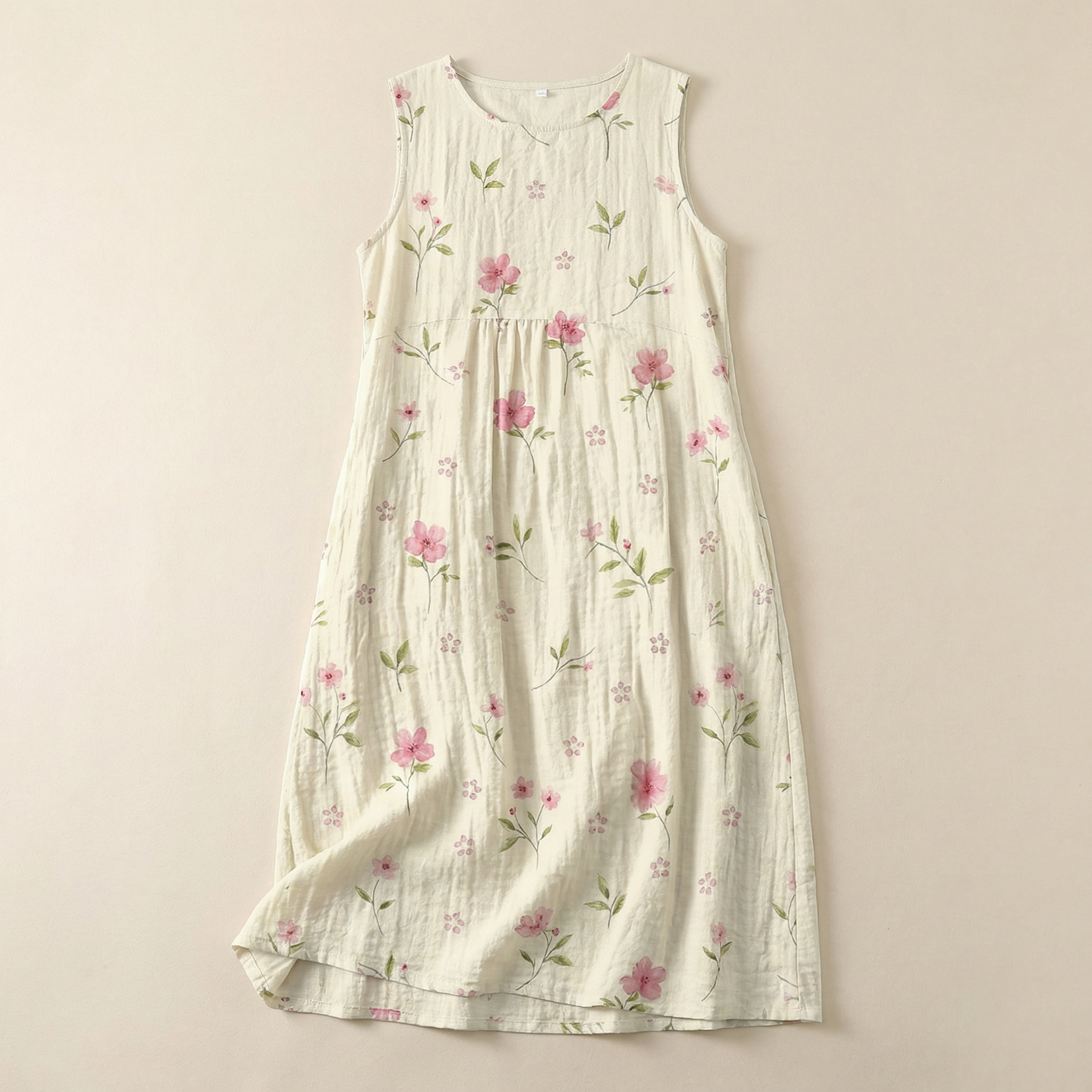 Women’s Sleeveless Printed Midi Dress – Floral Pattern