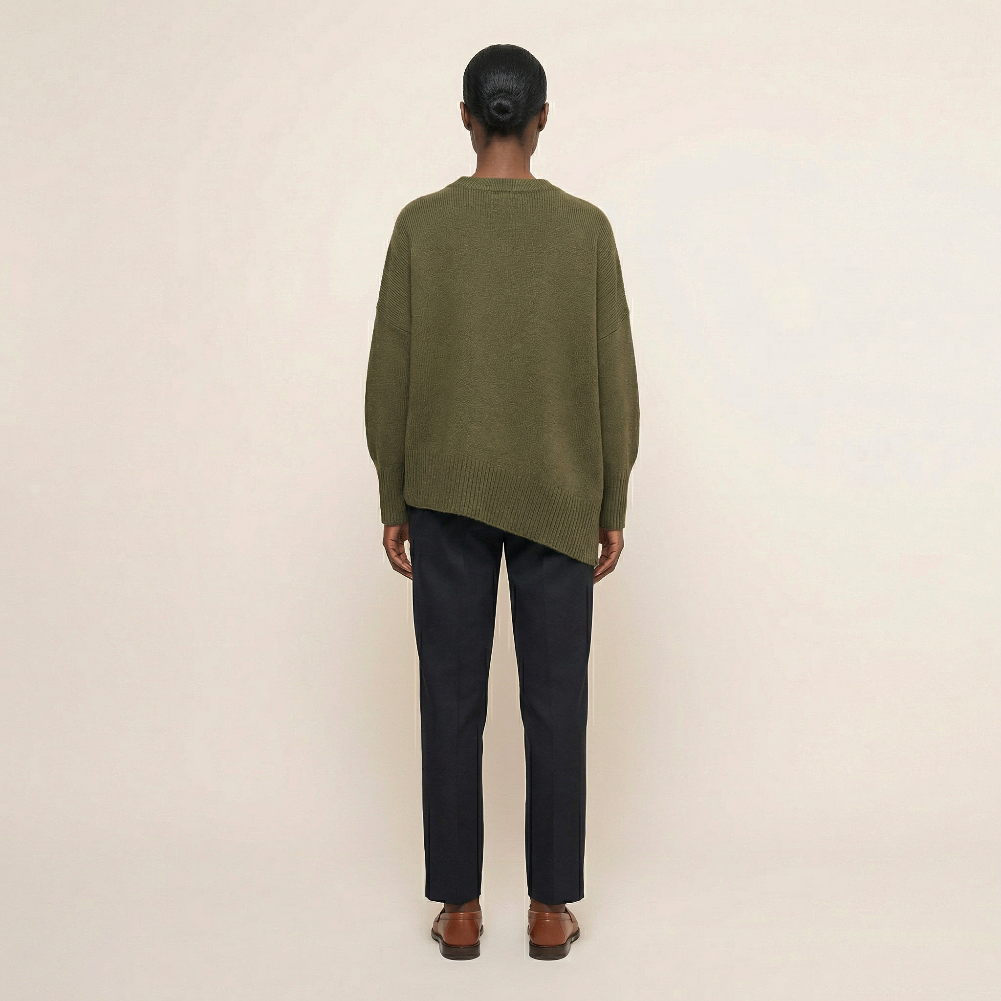 Women’s Solid Color Knit Sweater – Batwing Sleeve Design