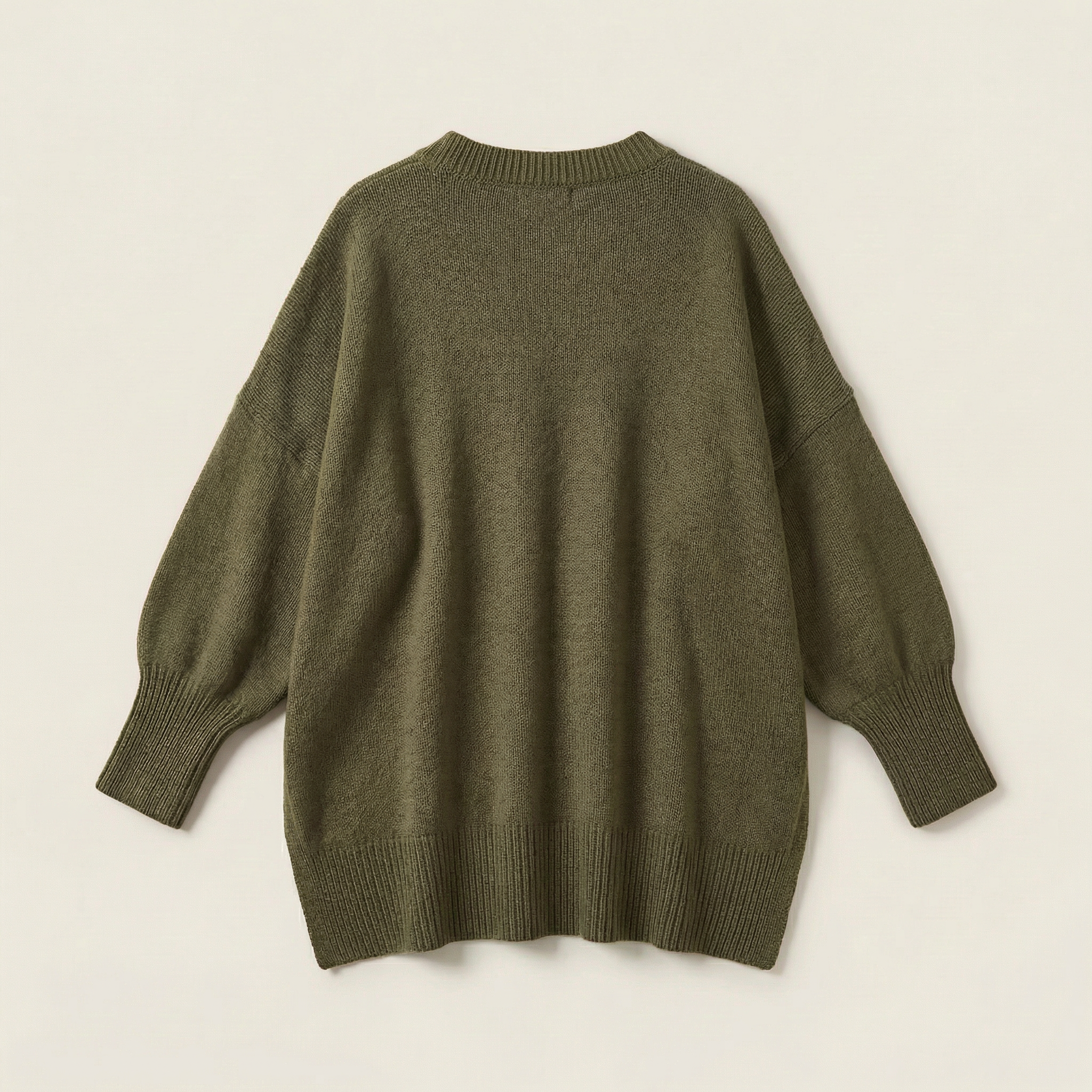 Women’s Solid Color Knit Sweater – Batwing Sleeve Design
