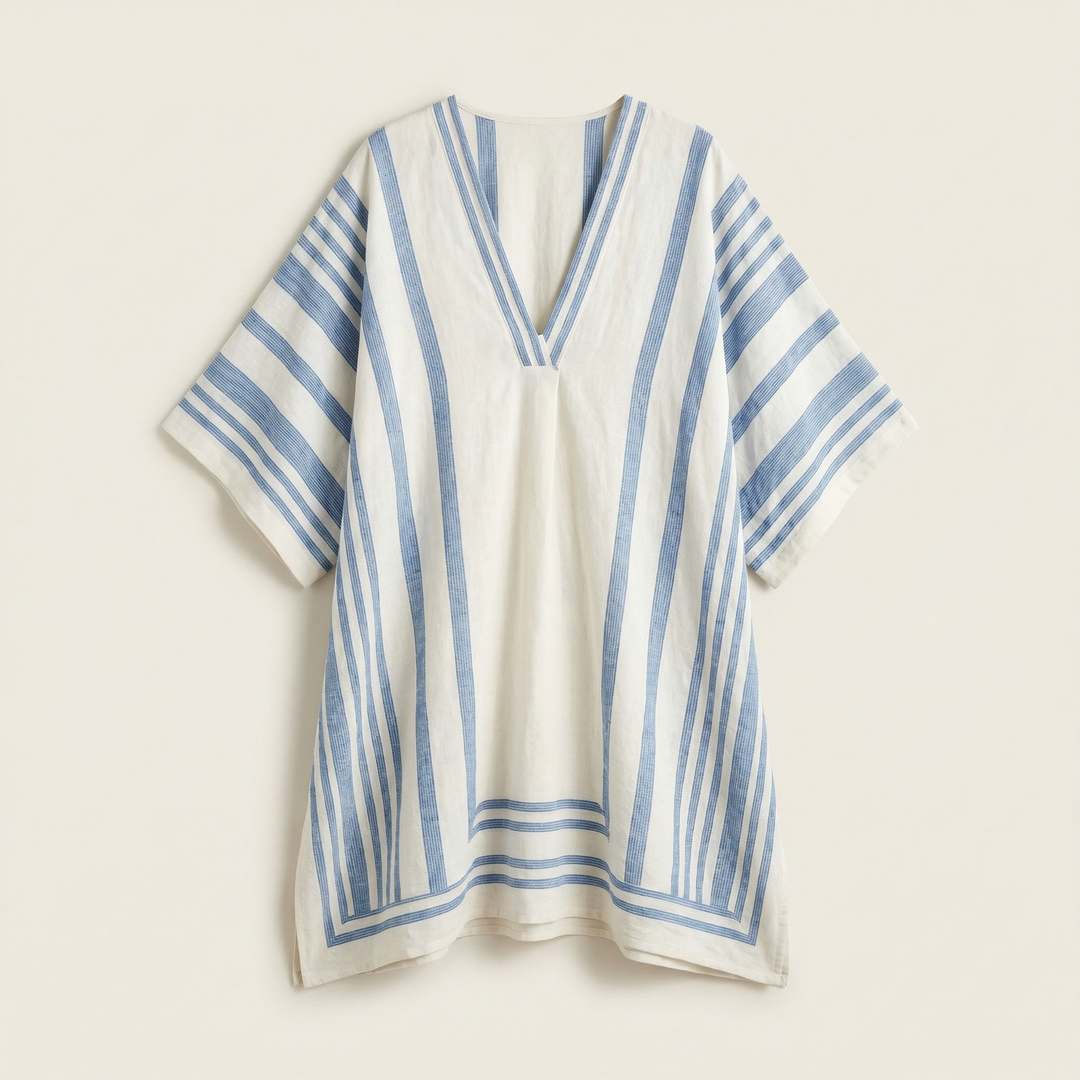 Women’s V-Neck Embroidered Mini Dress – Loose Fit Short Sleeve Casual Beach Dress