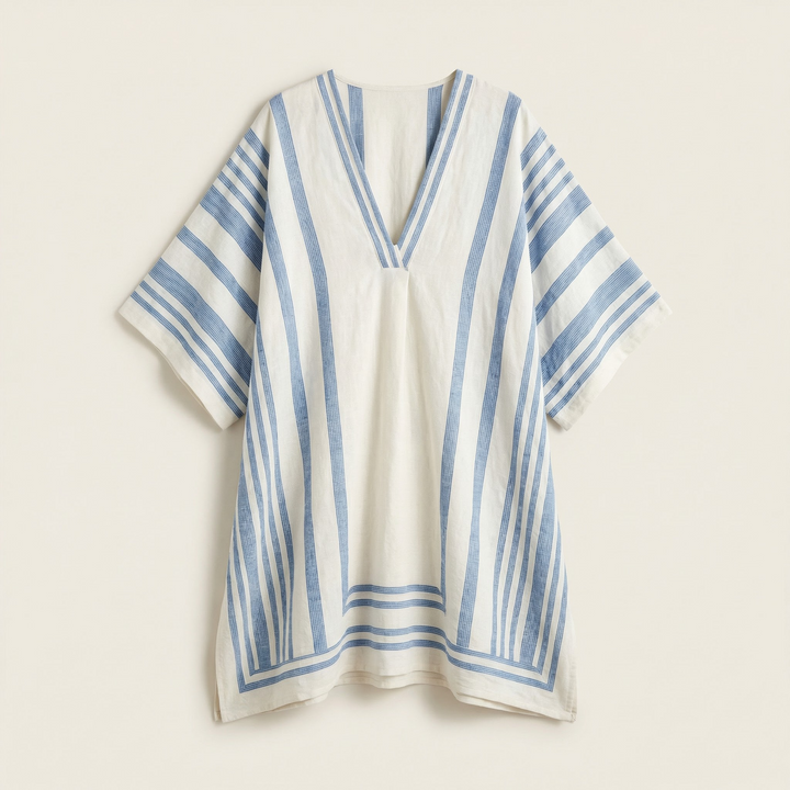 Women’s V-Neck Embroidered Mini Dress – Loose Fit Short Sleeve Casual Beach Dress
