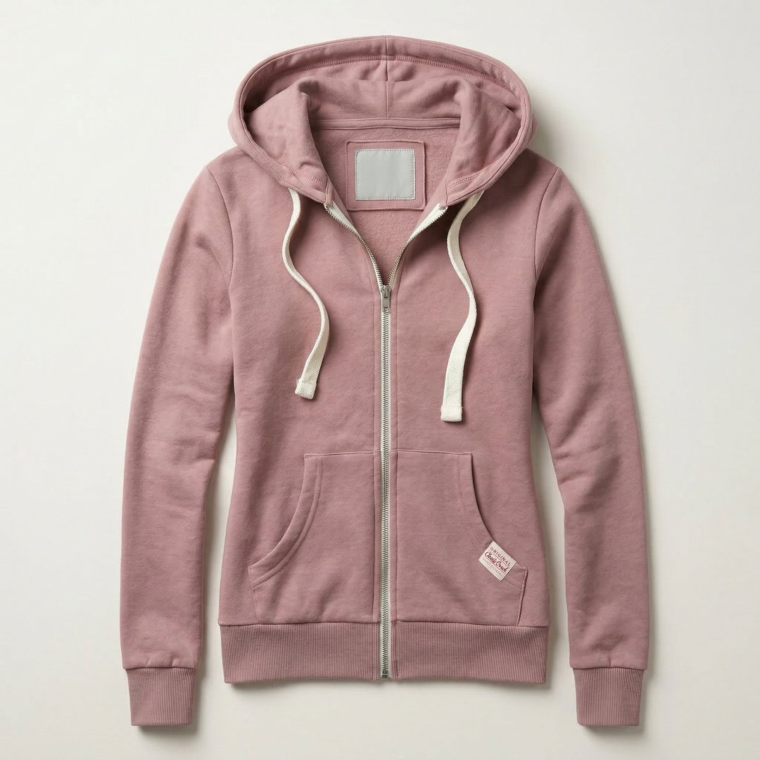 Women’s Hooded Sweatshirt – Zip-Front Design with Kangaroo Pocket