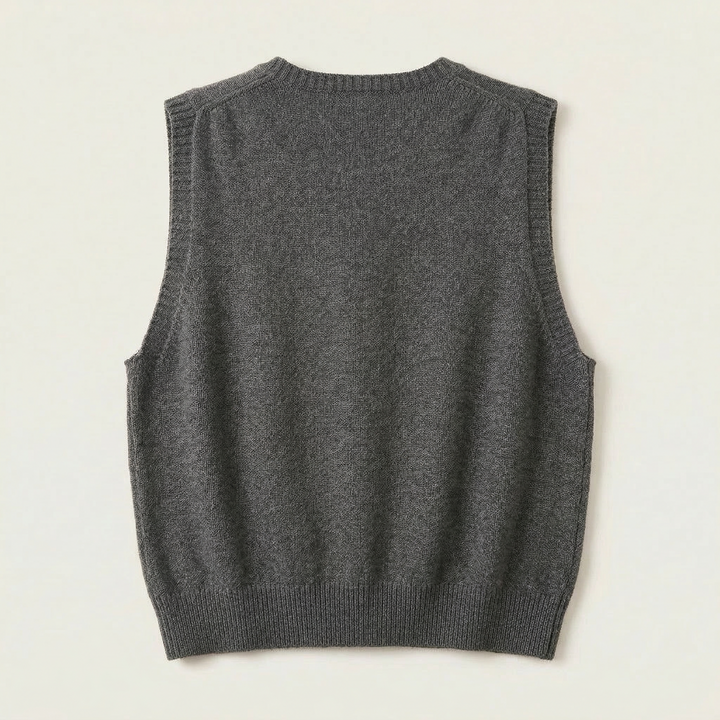Women’s Knitted Vest – Sleeveless Button-Front Design