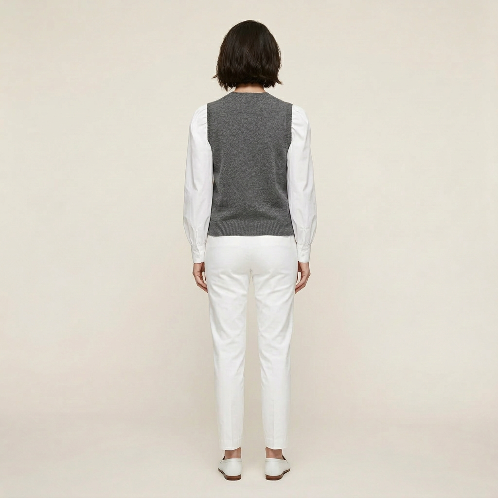 Women’s Knitted Vest – Sleeveless Button-Front Design