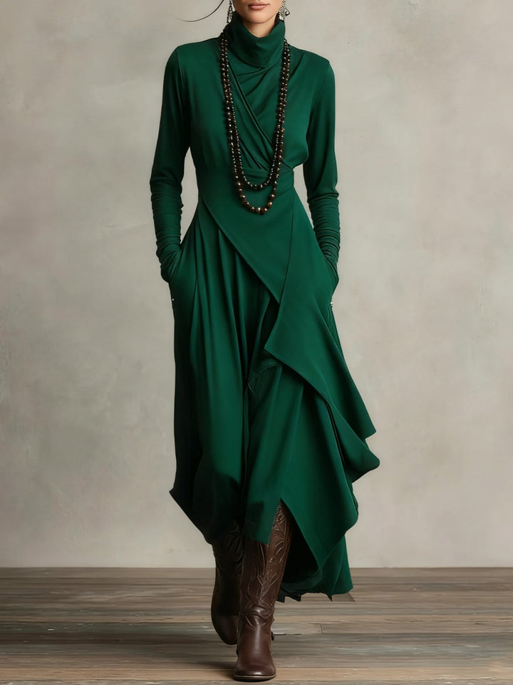 High neck layered maxi dress for women