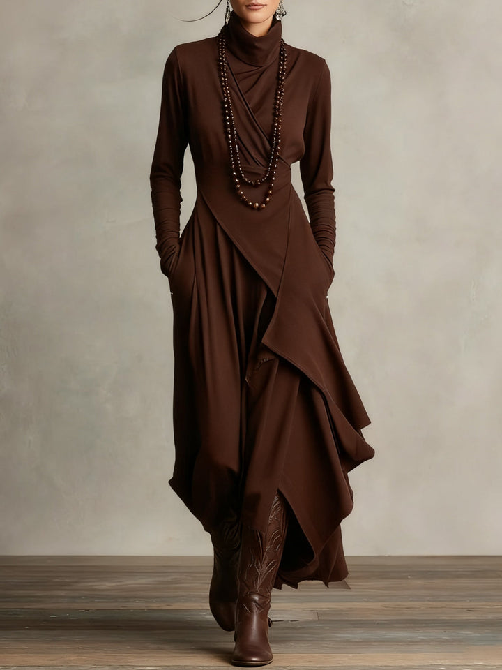 High neck layered maxi dress for women