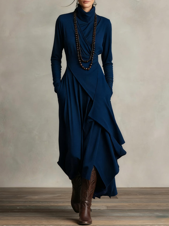High neck layered maxi dress for women