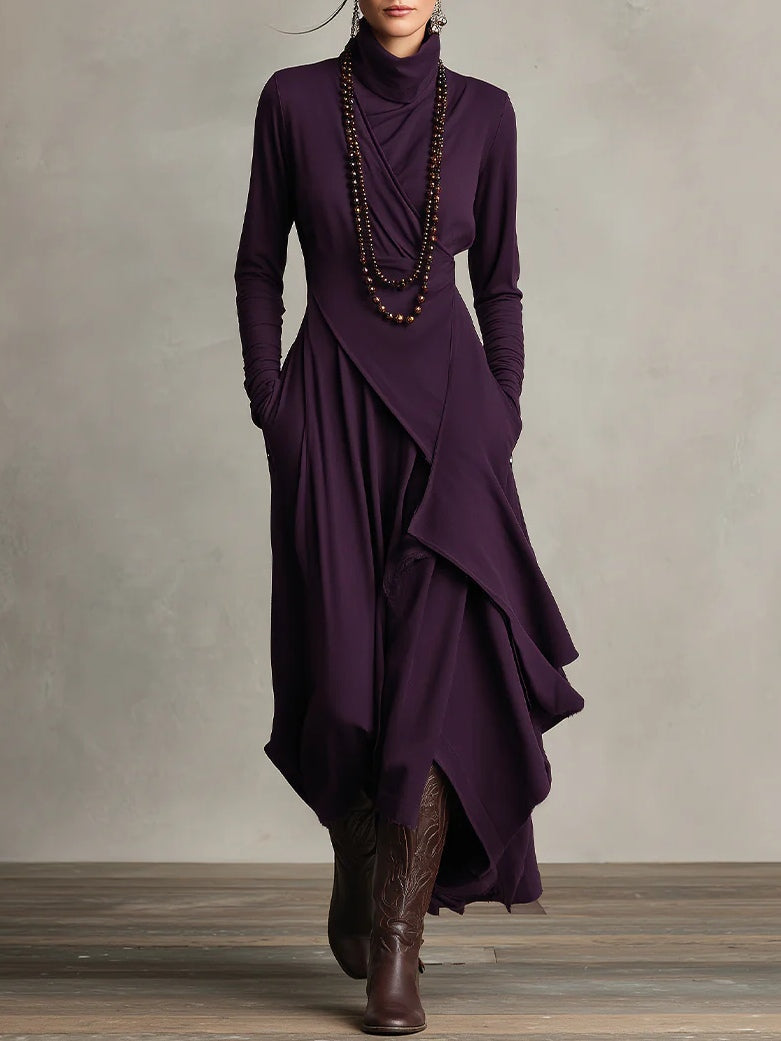 High neck layered maxi dress for women
