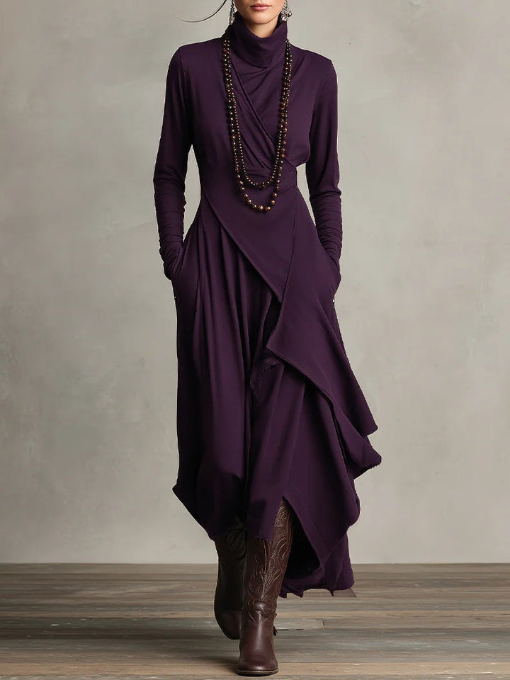High neck layered maxi dress for women