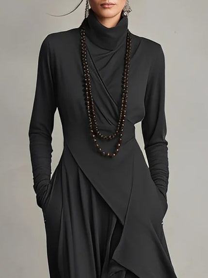 High neck layered maxi dress for women