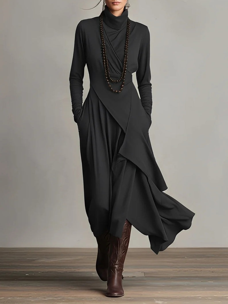 High neck layered maxi dress for women