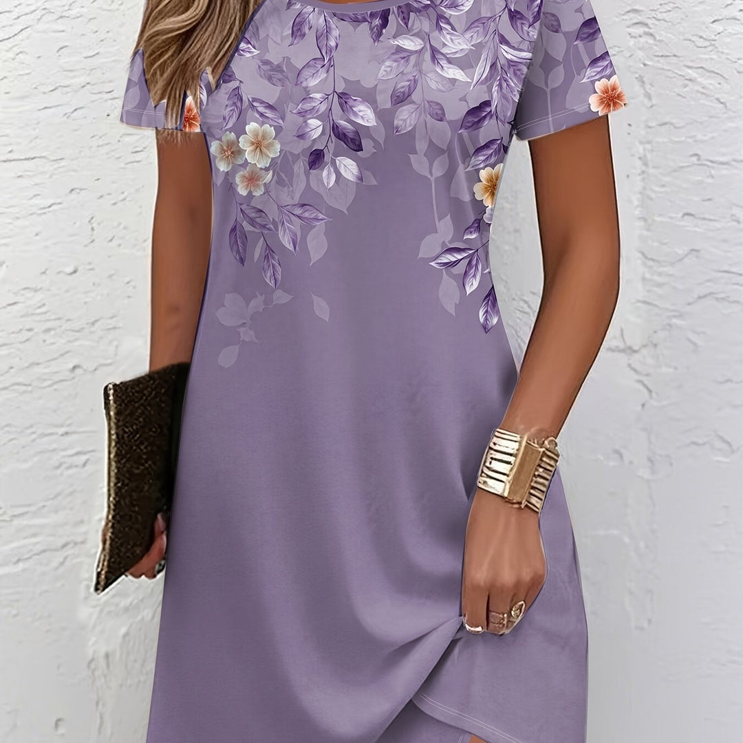 Floral A-line dress with flowing skirt for women