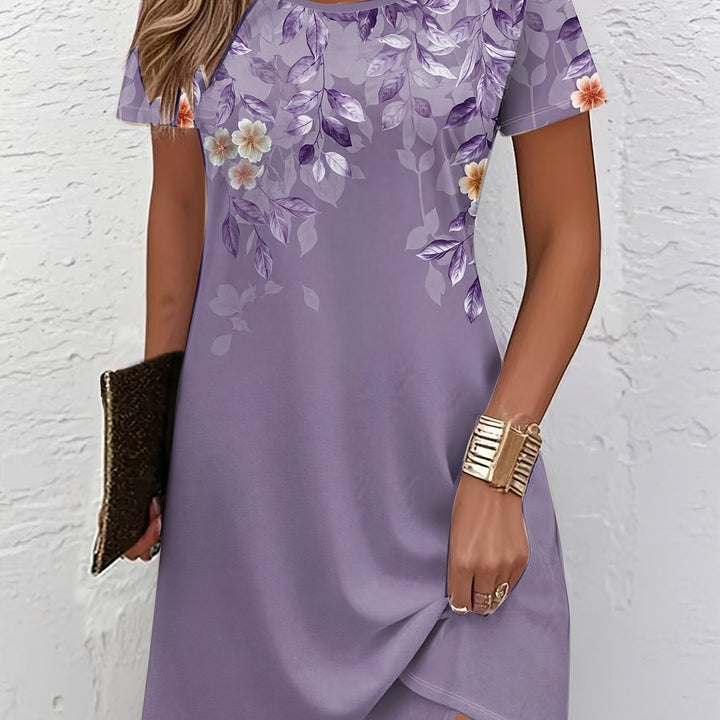 Floral A-line dress with flowing skirt for women