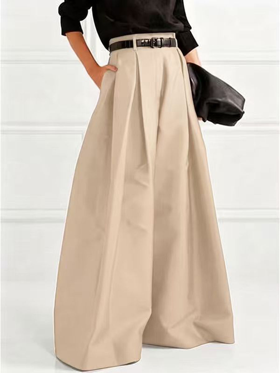 Pleated wide leg pants high waisted relaxed fit for women