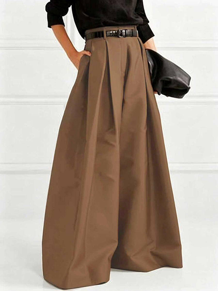 Pleated wide leg pants high waisted relaxed fit for women