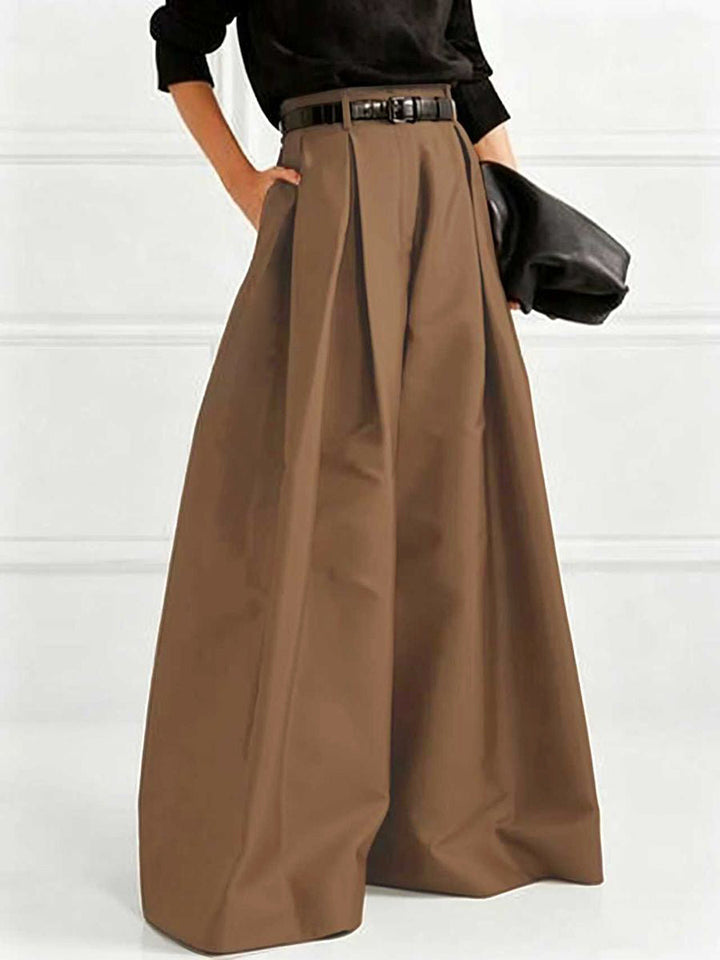 Pleated wide leg pants high waisted relaxed fit for women