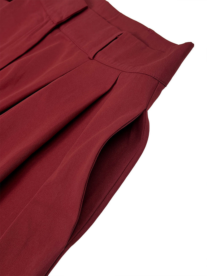 Pleated wide leg pants high waisted relaxed fit for women