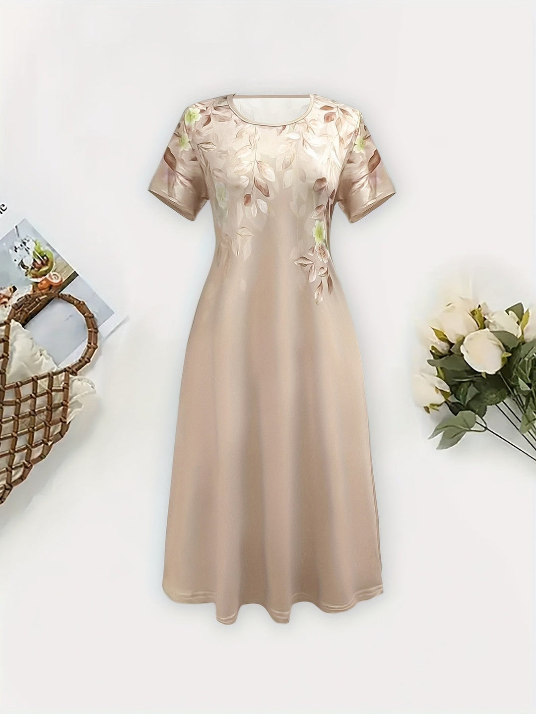 Floral A-line dress with flowing skirt for women