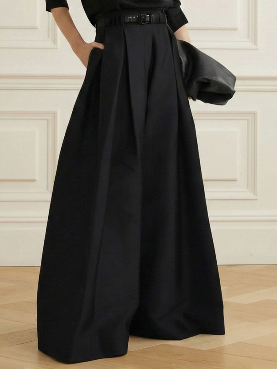 Pleated wide leg pants high waisted relaxed fit for women