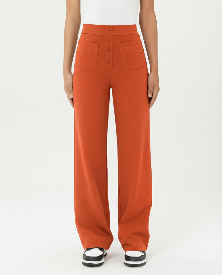 High-waist wide-leg trousers with front pockets for women