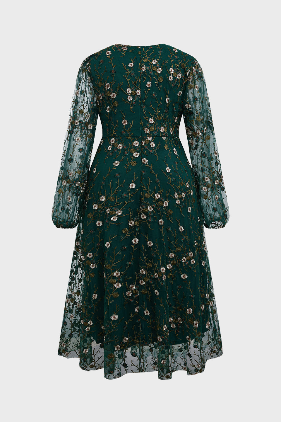 Plus size embroidered maxi dress with ruffle sleeves for women