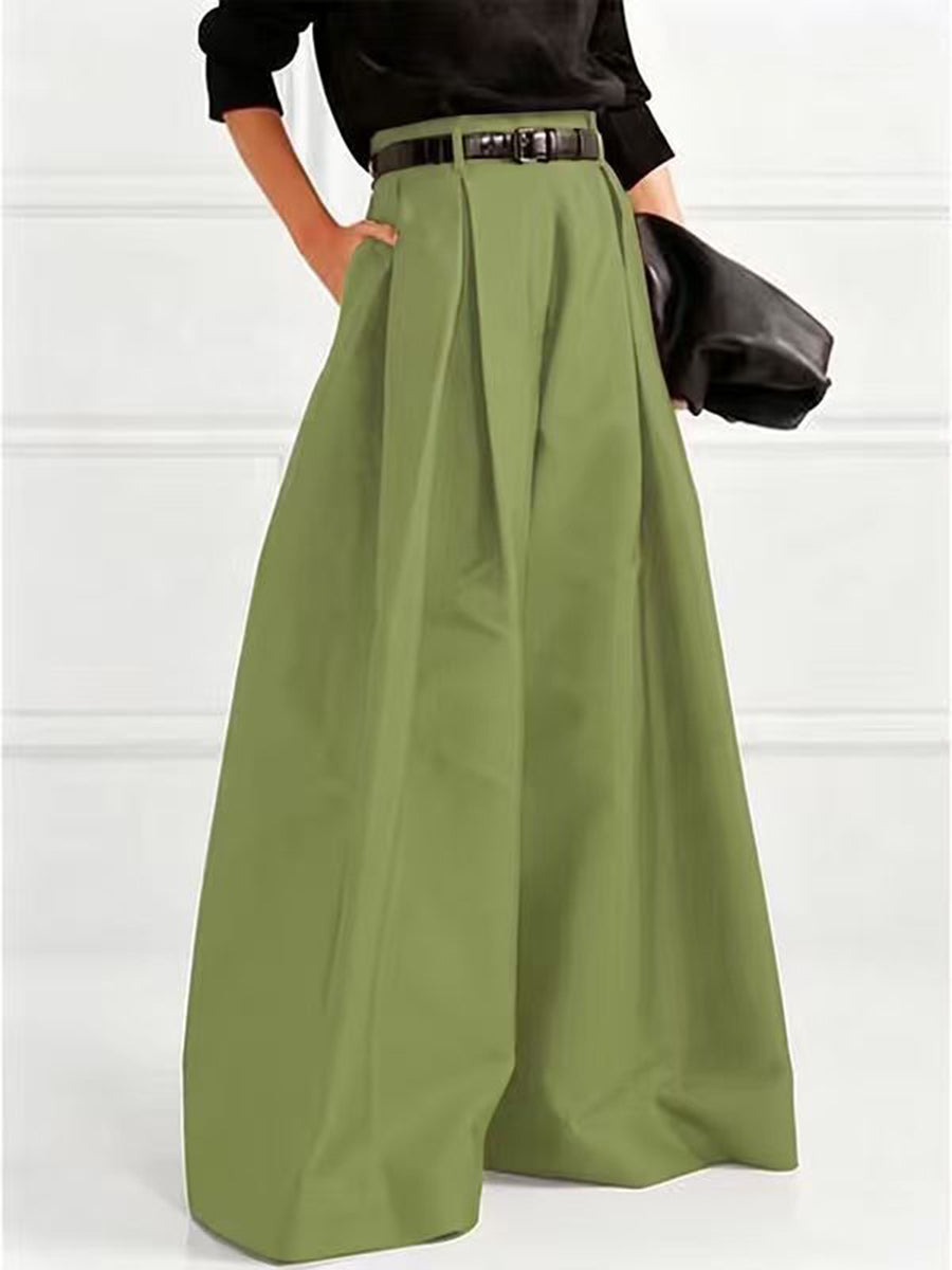 Pleated wide leg pants high waisted relaxed fit for women