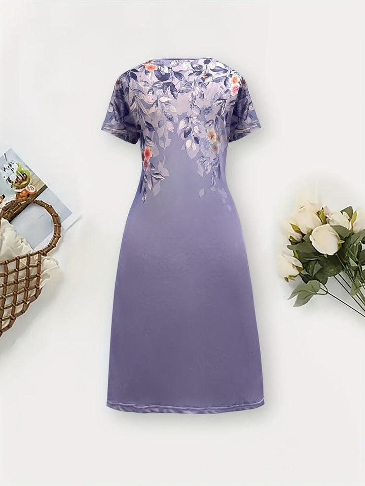 Floral A-line dress with flowing skirt for women