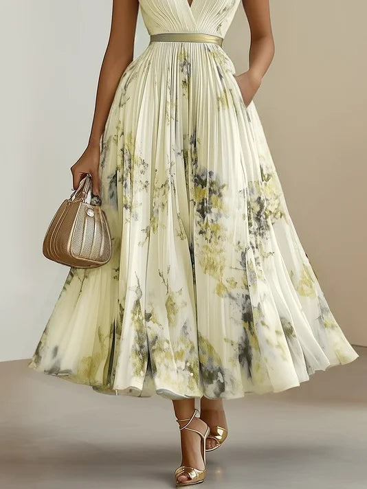 Wrap-style sleeveless maxi dress with V-neck for women