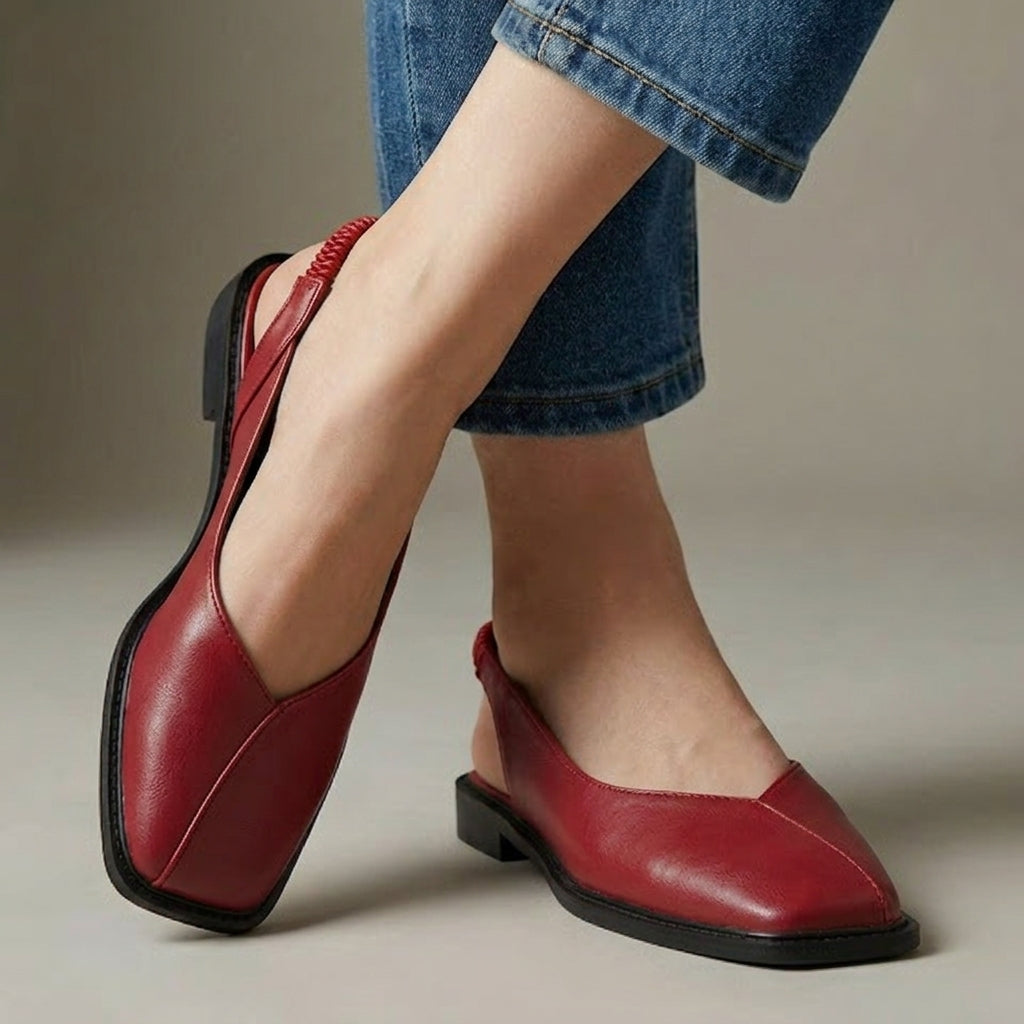 Square toe slingback flats with cushioned footbed for women