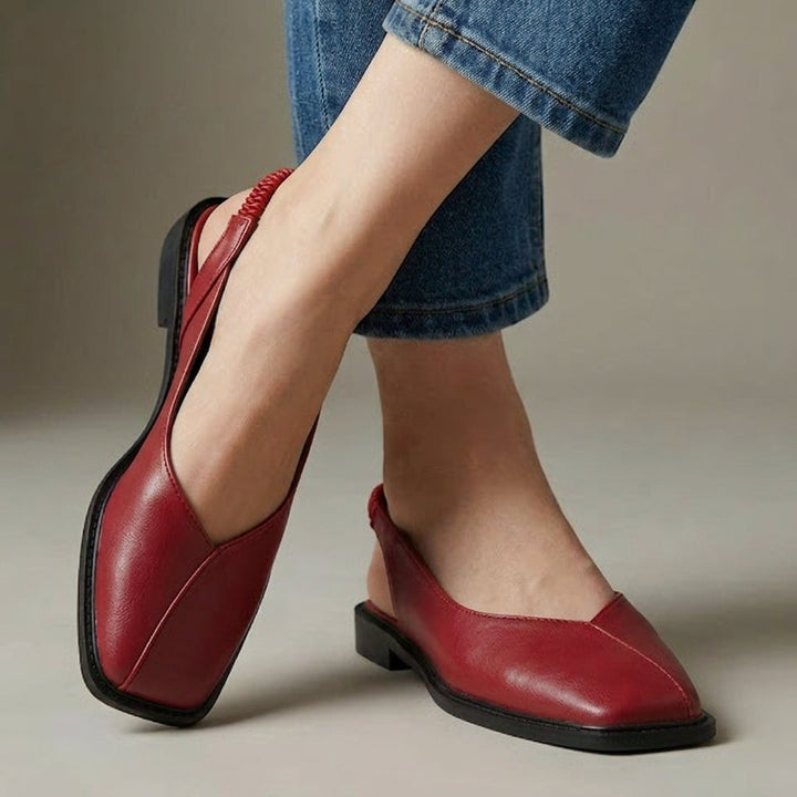 Square toe slingback flats with cushioned footbed for women