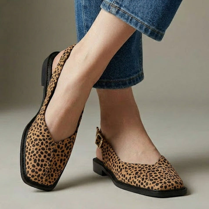 Square toe slingback flats with cushioned footbed for women