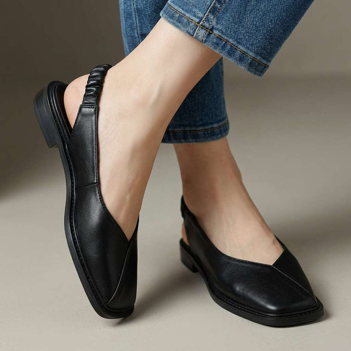 Square toe slingback flats with cushioned footbed for women