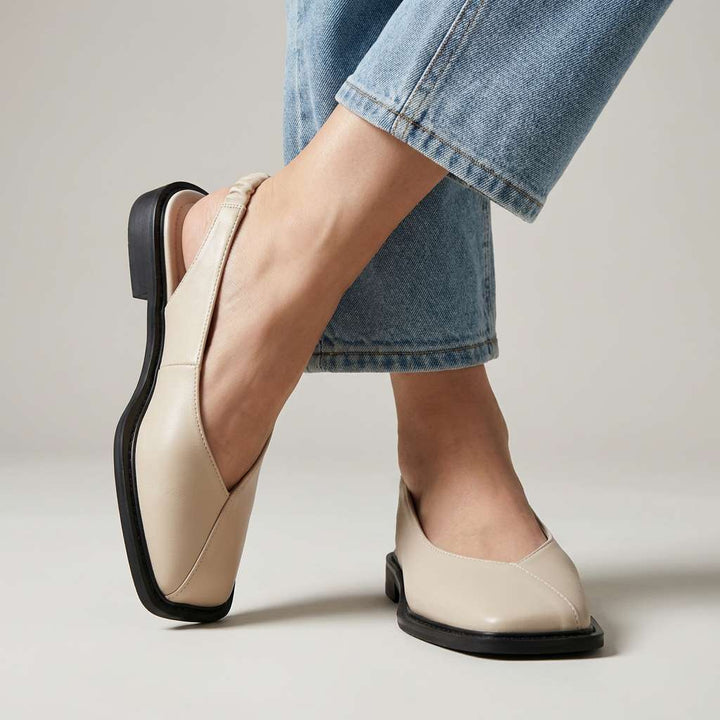 Square toe slingback flats with cushioned footbed for women