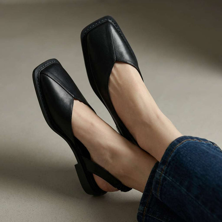 Square toe slingback flats with cushioned footbed for women