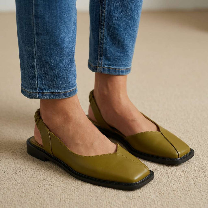 Square toe slingback flats with cushioned footbed for women
