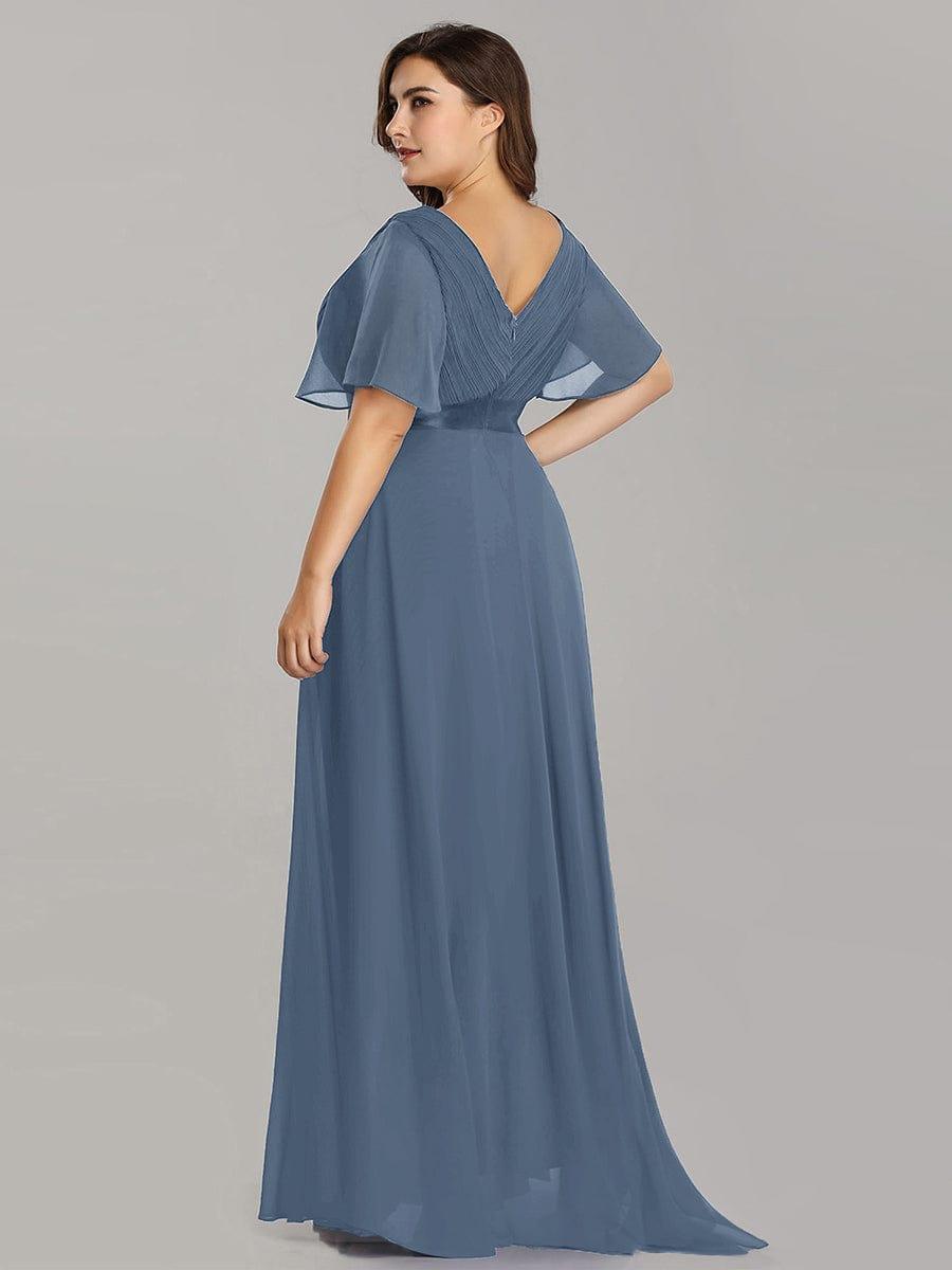 Plus size chiffon empire waist bridesmaid dress with short sleeves for women