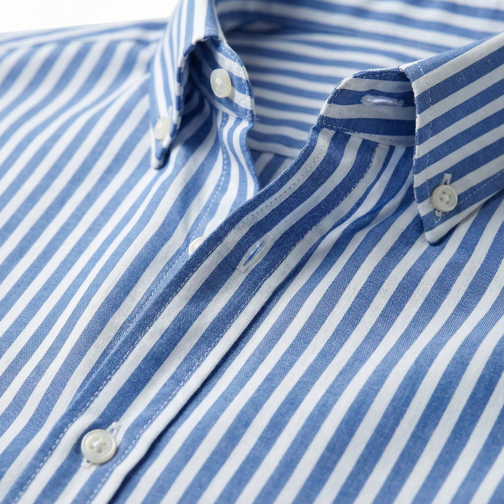 Men’s Long-Sleeve Striped Button-Up Shirt – Collared Design