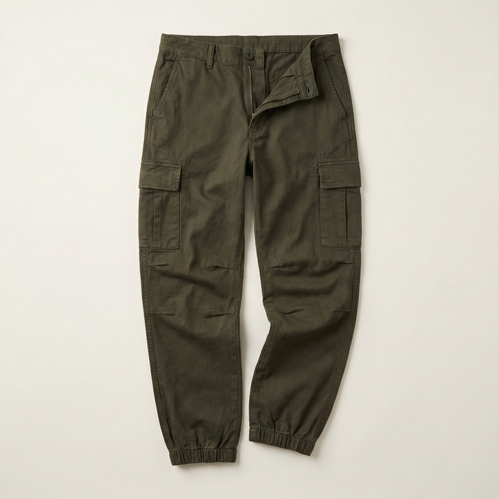 Men’s Cargo Jogger Pants – Cuffed Ankles, Side Pockets