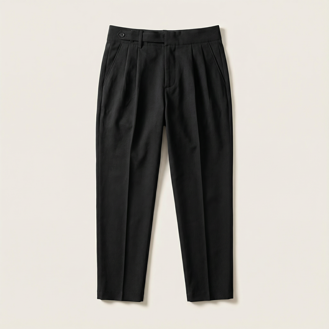 Men’s Pleated Trousers – Straight Leg, Ankle-Length Design