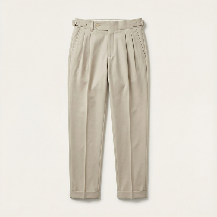 Men’s Pleated Trousers – Straight Leg, Ankle-Length Design