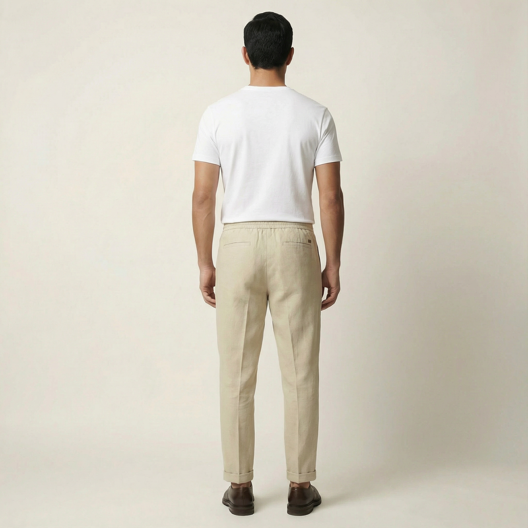 Men’s Casual Beach Pants – Drawstring Waist, Tapered Leg